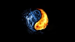 Water fire abstract black background yin-yang Photo manipulation
