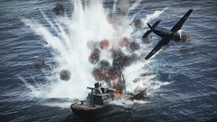 Water fire Aircraft War smoke game explosions ships destruction 