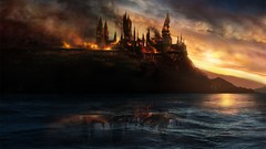 Water fire reflections Castles harry potter Hogwarts artwork 