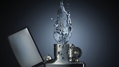 water fire Zippo lighter render digital art ice gradient