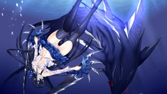 Water fish blade Anime underwater long hair anime girls blue 