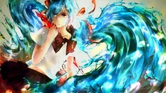 Water fish goldfish Ribbons water drops schoolgirls bows skirts 