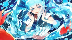 Water fish water drops schoolgirls long hair anime girls school 