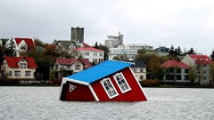 Water flood houses cities rivers