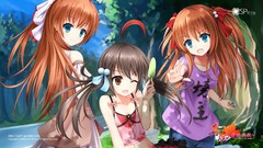 Water food Anime ice cream long hair anime girls blue eyes 