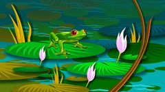 Water Frogs multicolor vectors lily pads