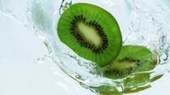 Water fruits splashes kiwi fruits