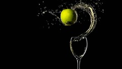 Water glass black background