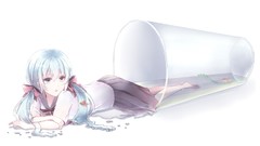 Water glass goldfish hatsune miku vocaloid twintails bottle 