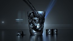 Water glass ice cubes