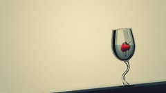 Water glass strawberries Simple Background