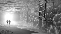 Water grayscale swimming pools