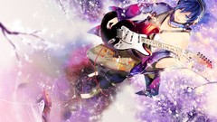 Water headphones guitars vocaloid Japanese clothes