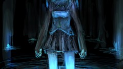 Water horns blouse skirts long hair anime girls glowing green 