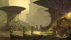 Water houses scenic small boats