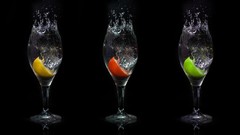 Water ice apples glasses alcohol drinks lemons