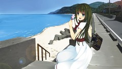 Water ice cream Bags blue eyes black hair sundress