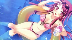 Water ice cream wet red eyes sunglasses blush anime girls 