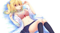 Water ice cream white background wet blondes anime girls school 