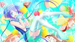 Water ice palm trees cherries gloves strawberries lemons fruits 