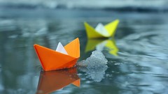 Water ice paper ships