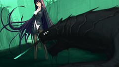 Water Katana Monsters red eyes long hair brunettes pantyhose 