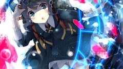 Water keys dress hats caps blush blue hair anime girls blue 