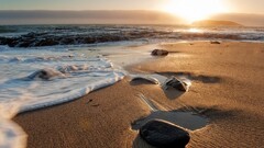 water landscape beach sky stones nature