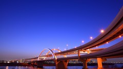 Water lights Bridges cityscapes