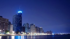 Water lights reflections buildings cities