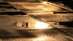 Water lights street reflections