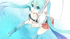 Water long hair anime girls boots blue eyes hatsune miku 