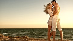 Water love woman blondes kissing