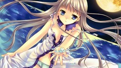 Water moon anime girls blue eyes underwear panties