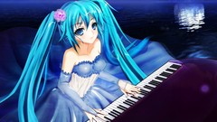 Water moon piano dress hatsune miku vocaloid detached sleeves