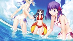 Water moon saber Beaches fate stay night bare shoulders 