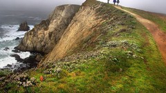 Water Mountains paths sea shorelines