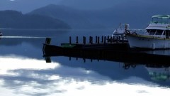 Water Mountains ships Boats dock lakes reflections piers