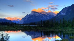 water nature landscape Mountains sky clouds reflection
