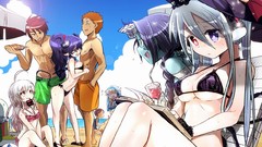 Water ocean balls Books Anime Beaches anime girls drinking 