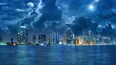 Water ocean clouds cityscapes