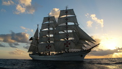 Water ocean clouds ships