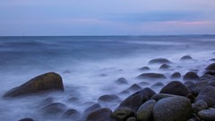 Water ocean rocks mist