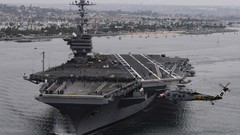 Water ocean ships Army military Navy aircraft carriers.