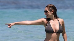 Water ocean woman Kelly Brook brunettes models bikini