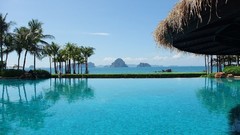 Water palm trees swimming pools