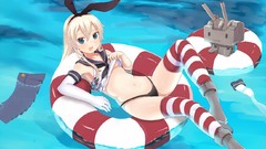 Water Photoshop navel blondes blush long hair blue eyes school 