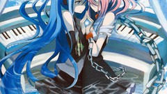 Water pink hair long hair anime girls organ short hair hatsune 