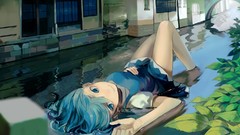 Water Plants dress reflections houses buildings outdoors blue 