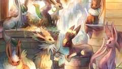 Water purple Anime Pokemon anime girls vaporeon eevee espeon 